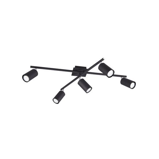 Rotatable matte black asymmetric ceiling lamp 5xGU10