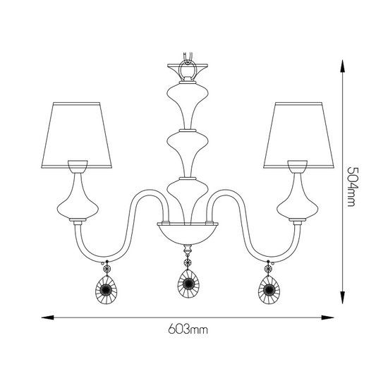 Hanging lamp black gray retro 5 lampshades E14 504mm high