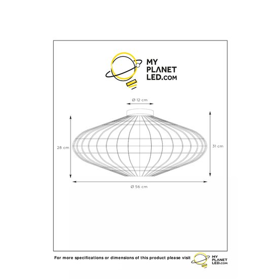 Zwarte rotan plafondlamp 56 cm E27 zwart