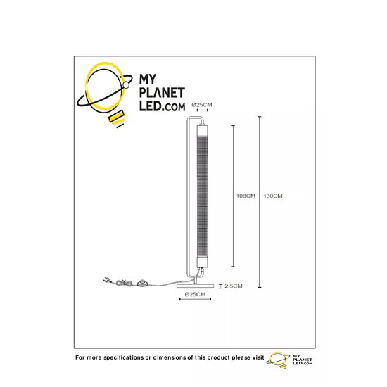 Lampadaire industriel cylindrique noir 2xE27 lampe longue