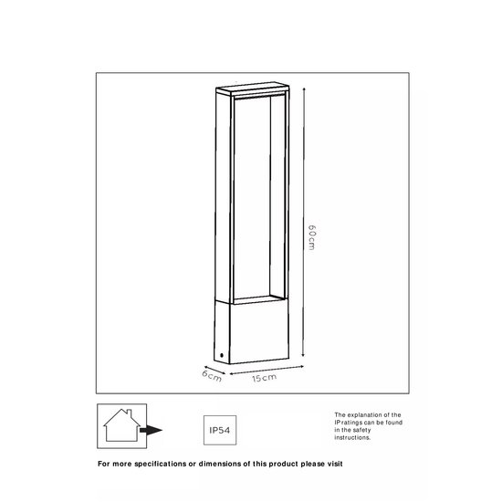 Elegante lámpara de pie antracita para el jardín 10W