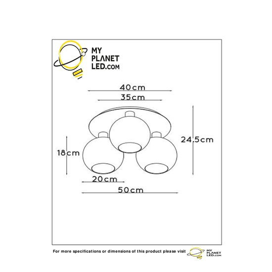 Plafonnier or mat/laiton 3xE27 avec ampoules fumées