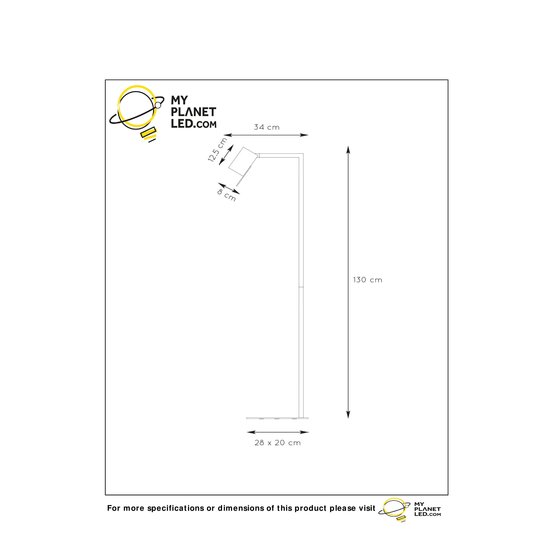 Refined black standing reading lamp with 1x GU10