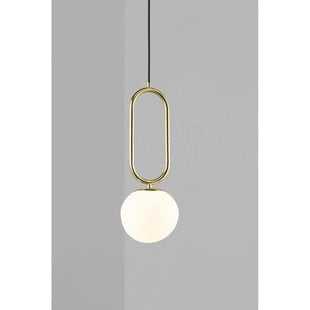 Hanglamp Deens Design wit opaal/messing 15W hoogte 60,5cm