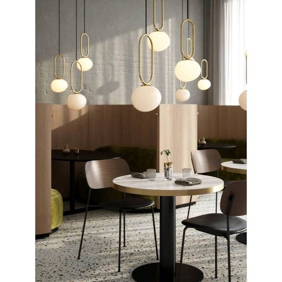 Danish Design hanglamp wit opaal/messing, E27 fitting max 15W, hoogte 60,5cm, IP20