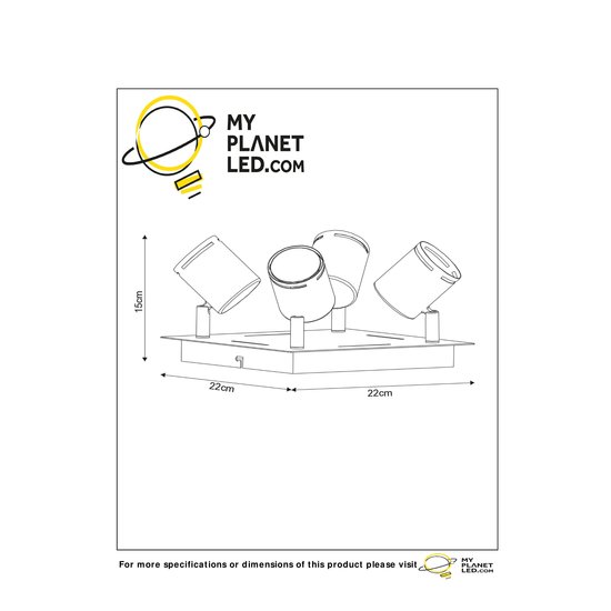 Spot de plafond élégant LED avec tubes rotatifs 4x5W 3000K blanc