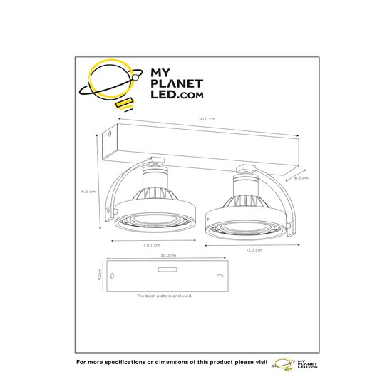 Grand spot orientable en saillie dim to warm complètement noir 2x12W