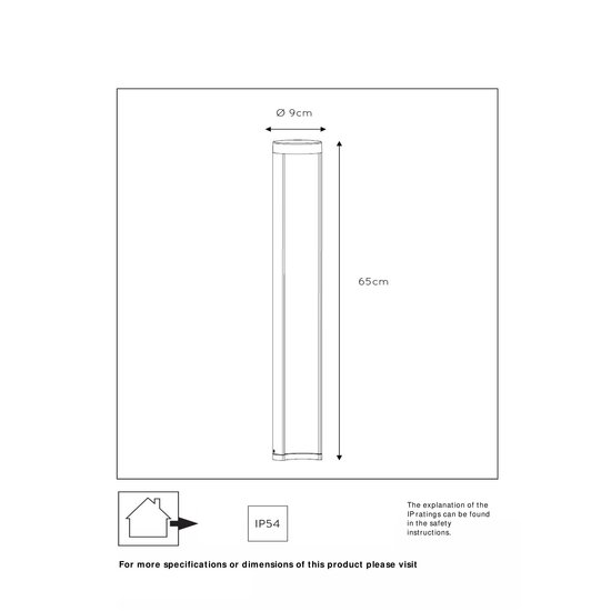Poste de jardín exterior tubular negro 9 cm LED 1x9W IP54