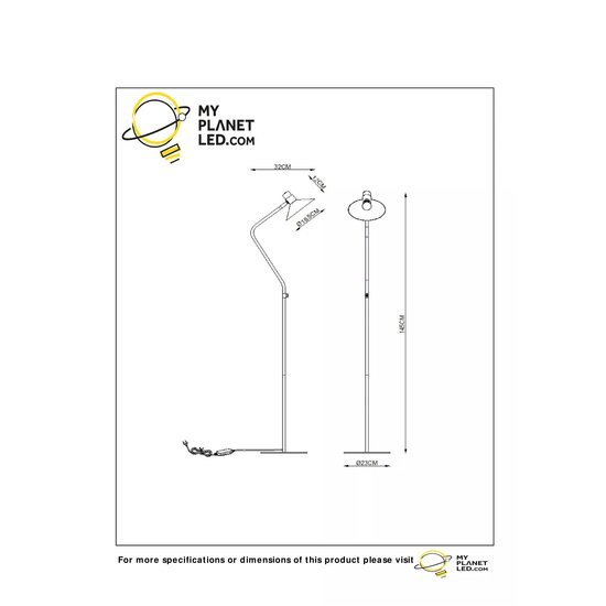 Lampadaire noir ludique avec laiton E14