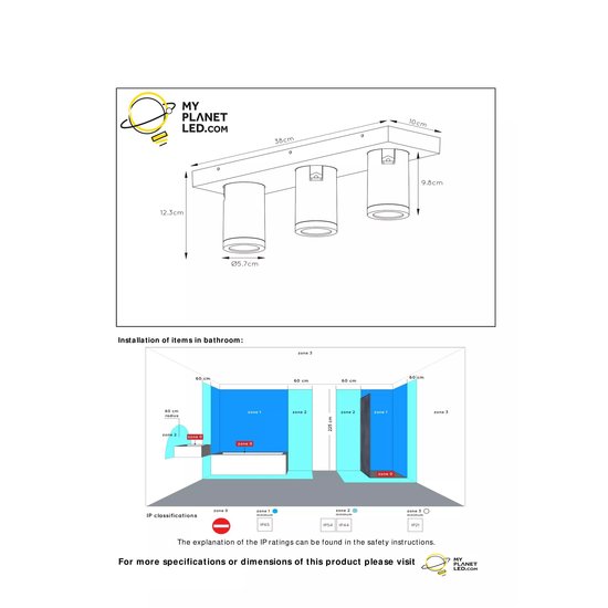 Waterproof white long ceiling spot LED Dim to warm GU10 3x5W