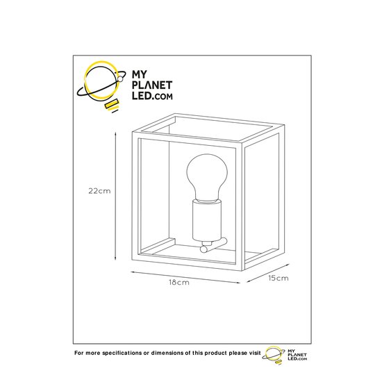 Cube wall lamp black E27 lamp base