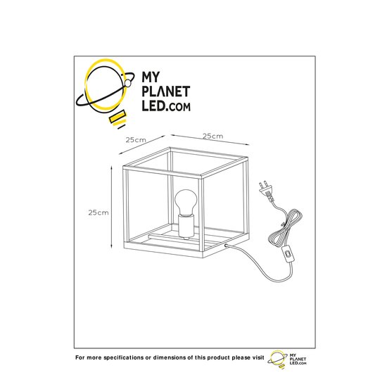 Lampe de table Cube noire pied de lampe E27