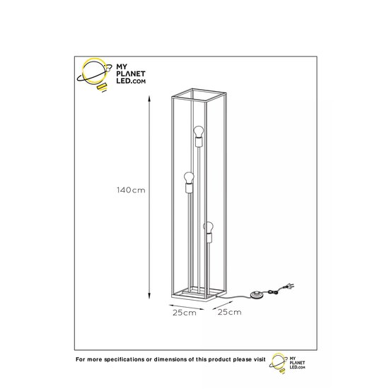 Zwarte vloerlamp voor 3 lampen