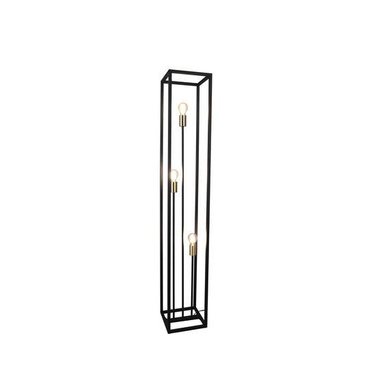 Vito lampadaire en métal noir mat, douille 3x E27 max 10W, dimensions 153 x 25 x 25 cm, ampoule non incluse, IP20