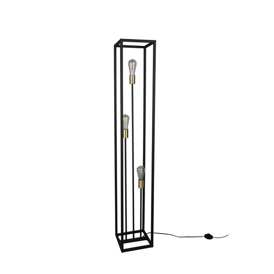 Vito lámpara de pie de metal negro mate, casquillo 3x E27 máx. 10W, dimensiones 153 x 25 x 25 cm, bombilla no incluida, IP20