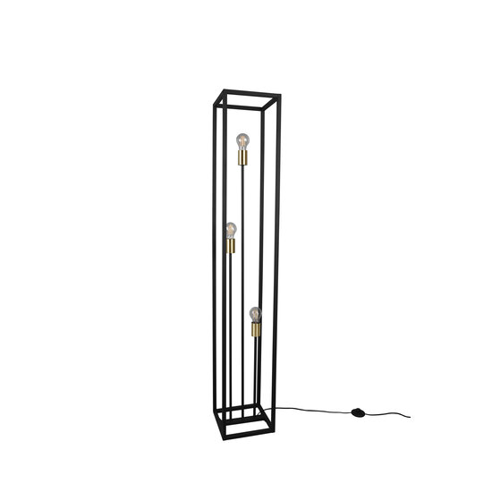 Vito lampadaire en métal noir mat, douille 3x E27 max 10W, dimensions 153 x 25 x 25 cm, ampoule non incluse, IP20