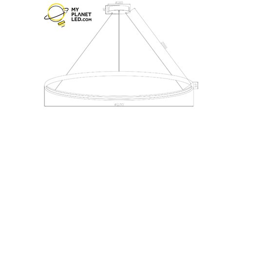 Lampe double cercle doré rond 65 W LED 120 cm 4000K