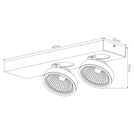 Ceiling spotlight with 2 x AR111 12W white or black