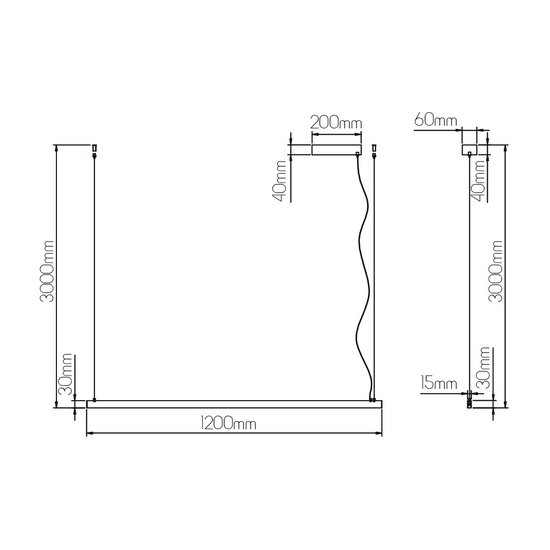 Lange schmale Pendellichtleiste Hängelampe weiß 180cm 40W