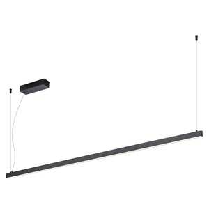 Lange Pendelleuchte mit feiner Lichtlinie für den Schreibtisch, schwarz, 240 cm, 52 W, dimmbar