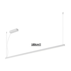 Barra de luz pendular larga y estrecha lámpara colgante blanca 180cm 40W