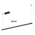 Longue barre lumineuse pendule étroite suspendue noire 120cm 38W