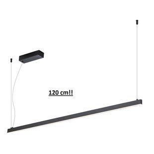 Lange smalle pendelende lichtbalk hanglamp zwart 120cm 38W