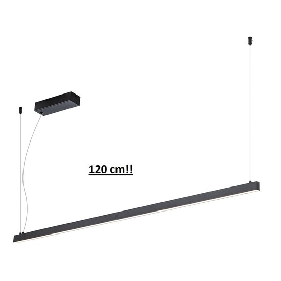 Fantasia GURI lange schmale Lichtleisten-Pendelleuchte schwarz 120cm, 38W LED, 1004 Lumen, dimmbar