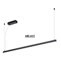 Longue ligne lumineuse pendule étroite suspension noire 180cm 40W