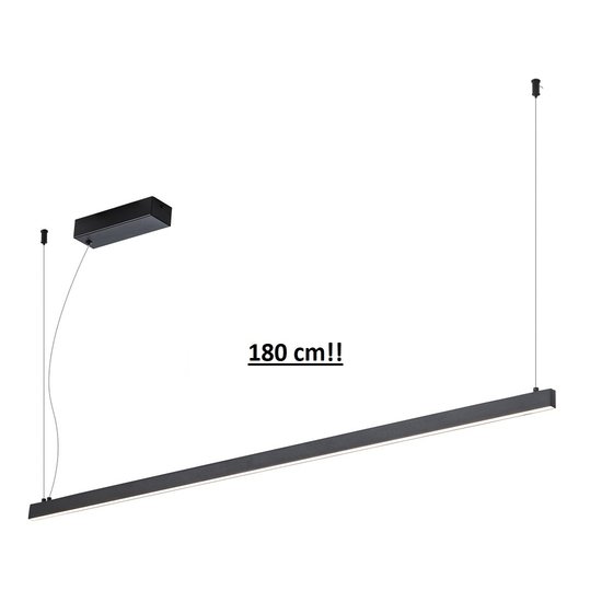 Fantasia Fantasia GURI hanglamp, lange zwarte lichtlijn 180 cm, 40W LED 3000K warm wit, dimbaar, aluminium, IP20