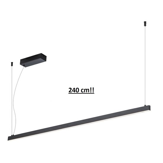 Fantasia Fantasia GURI LED lijnhanglamp zwart, 240 cm, 52W, 1902 lumen, 3000K warm wit, dimbaar, aluminium, IP20