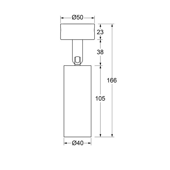 Fixo dimbare cilinderspot 6W voor rail, inbouw of opbouw dia 40 mm hoogte 105 mm