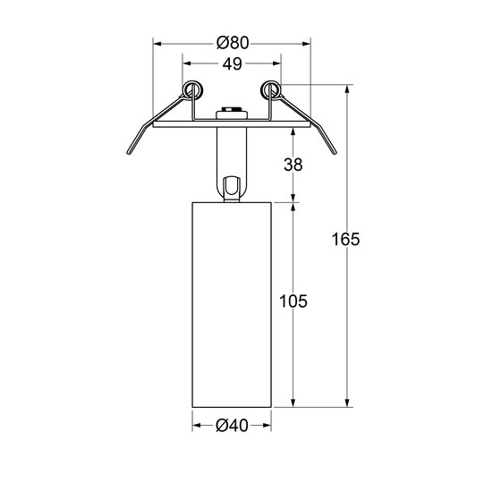 Fixo dimbare cilinderspot 6W voor rail, inbouw of opbouw dia 40 mm hoogte 105 mm