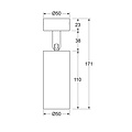 Fixo dimbare cilinderspot 10W voor rail, inbouw of opbouw dia 50 mm hoogte 110 mm