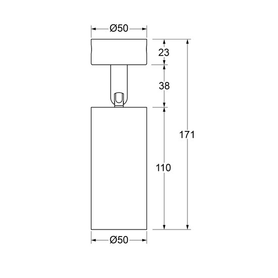 Fixo dimbare cilinderspot 10W voor rail, inbouw of opbouw dia 50 mm hoogte 110 mm