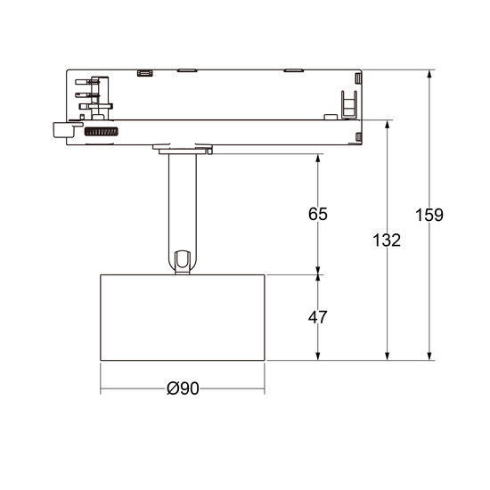 Fixo cylindre spot 20W pour rail dia 90 mm hauteur 47 mm ultra plat