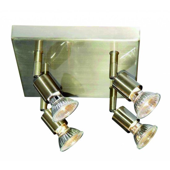 Lámpara de techo cuadrada GU10x4 blanco, gris, bronce, cristal 200mm