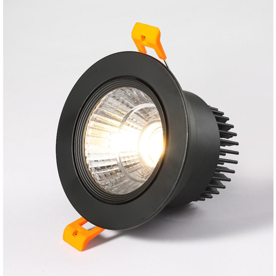 Black LED recessed luminaire 10W 95mm to 104 mm saw size