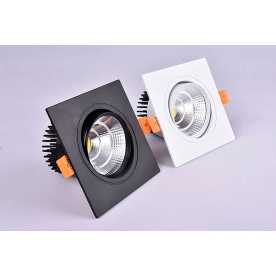 Vierkante zwarte 15W LED inbouwlamp dimbaar 12cm x 12cm buitenmaat