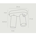 Two-light ceiling spotlight in white metal, GU10 socket max. 25W, IP20, bulb not included, 17.1 x 20 cm