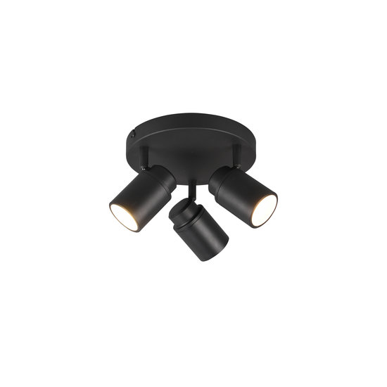 Trio Lighting Trio Lighting Ronde waterdichte plafondspot mat zwart 3xGU10 5W - Perfect voor elke vochtige ruimte