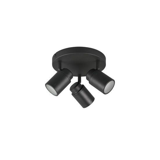 Trio Lighting Trio Lighting Foco de techo redondo impermeable negro mate 3xGU10 5W - Ideal para espacios húmedos
