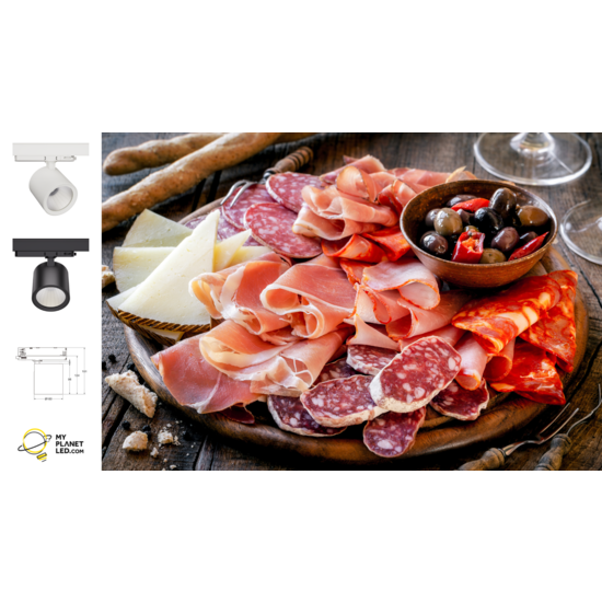 Hyrwell Shopy rail spot for pink meat lighting 36 Watt 2300 Kelvin - Ideal for showcasing meat products
