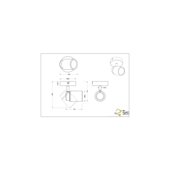 Foco de pared/techo negro mate resistente a la humedad IP44 orientable 1xGU10 5W