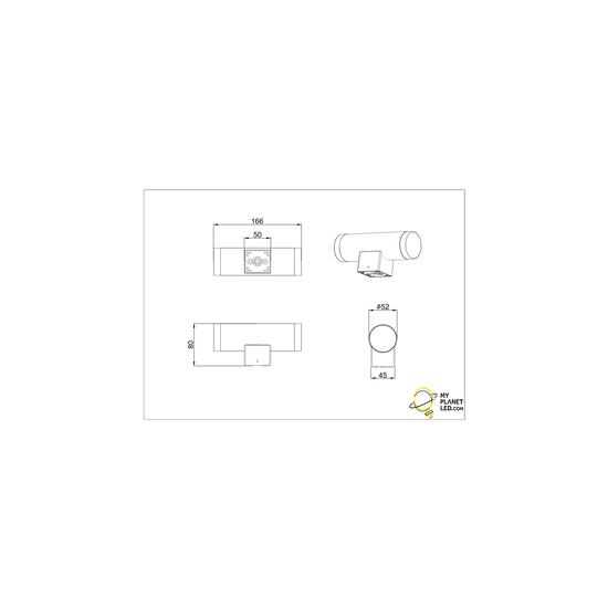 Grande applique haut/bas LED 1x4W 3000K noir mat