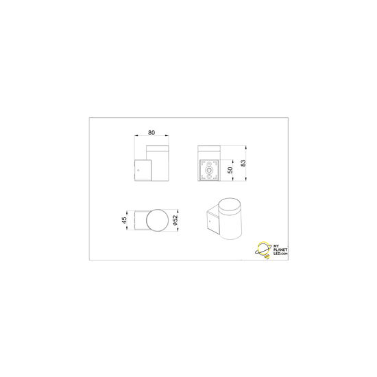 Aplique pequeño negro mate LED 1x4W 3000K