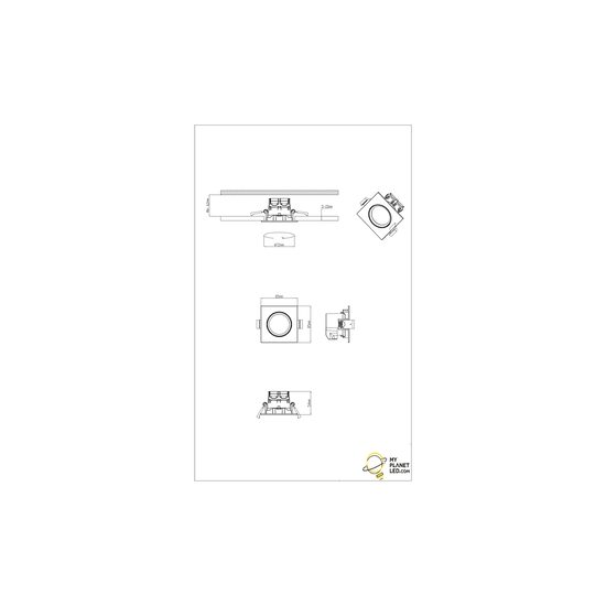 Enger, quadratischer, mattweißer, drehbarer LED-Einbaustrahler 1x5,5W 3000K