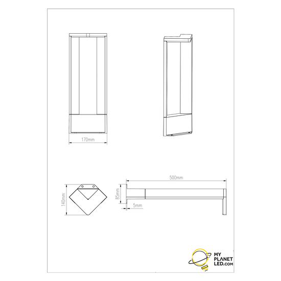 Driehoekige buiten vloerlamp LED 1x9W 3000K antraciet