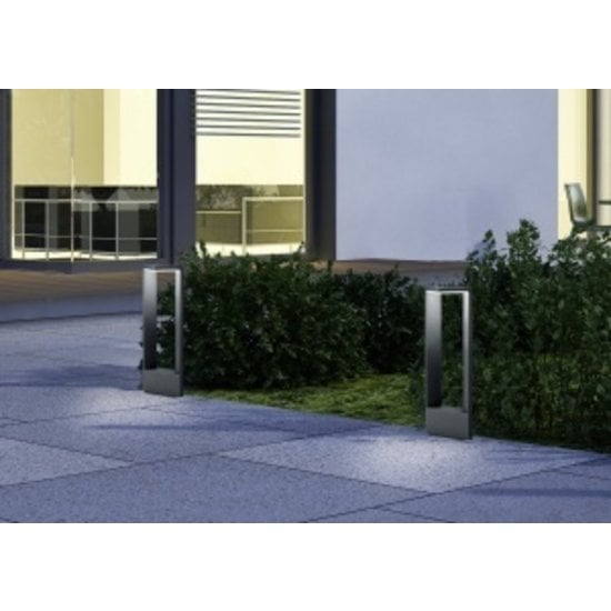 Ganges LED tuinpaal, driehoekig, 9W, 3000K, 1000 lumen, IP54, gegoten aluminium, antraciet