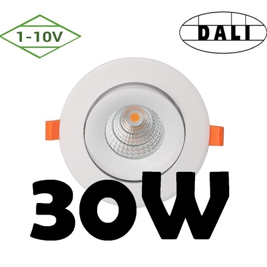 Profy Dali of 1-10V dimbare inbouwspot 30W 5 jr garantie gat 145 tot 170 mm